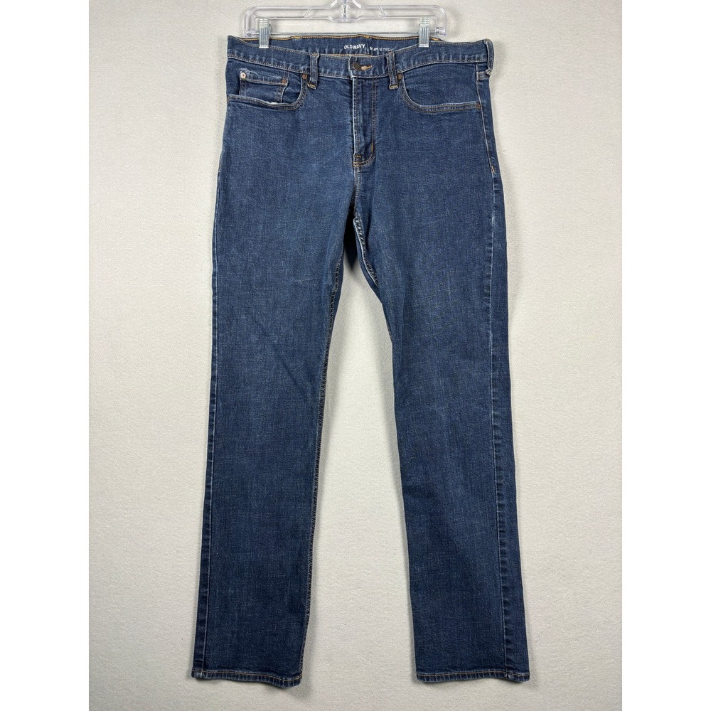 Old Navy Slim Fit Denim Jeans 36x32 Dark Wash Blue Stretch Mens